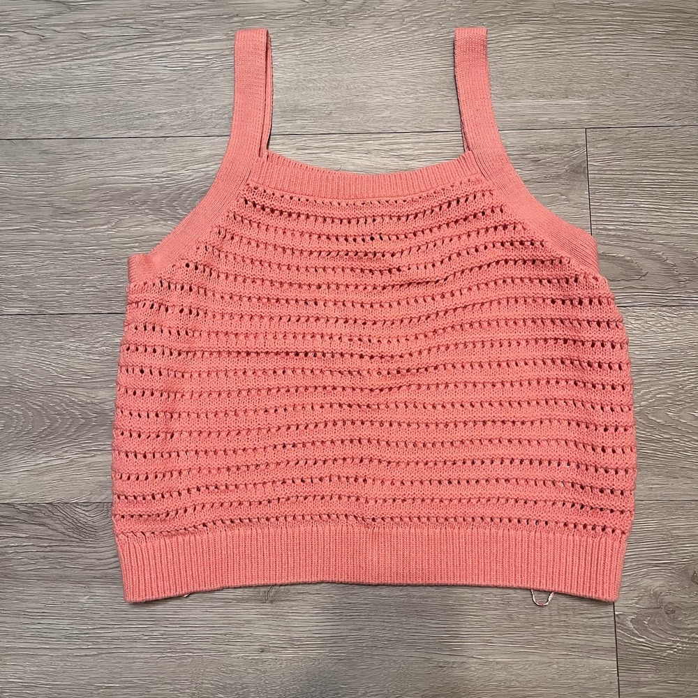 Universal Thread Womens Medium‎ Crochet Coral Sleeveless Tank Top Pink Orange